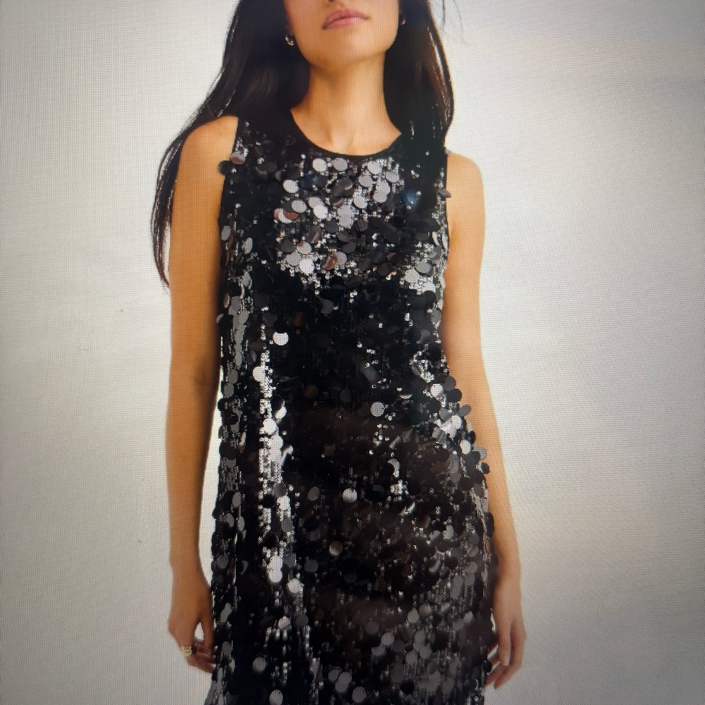 LOFT Black Sequin Mini Dress